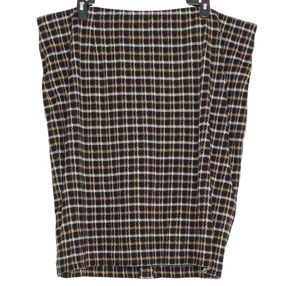 NWT J Jill  Skirt Ponte Pencil 90s Dark Academia Preppy Cottage Plaid Black 4X - Picture 1 of 5